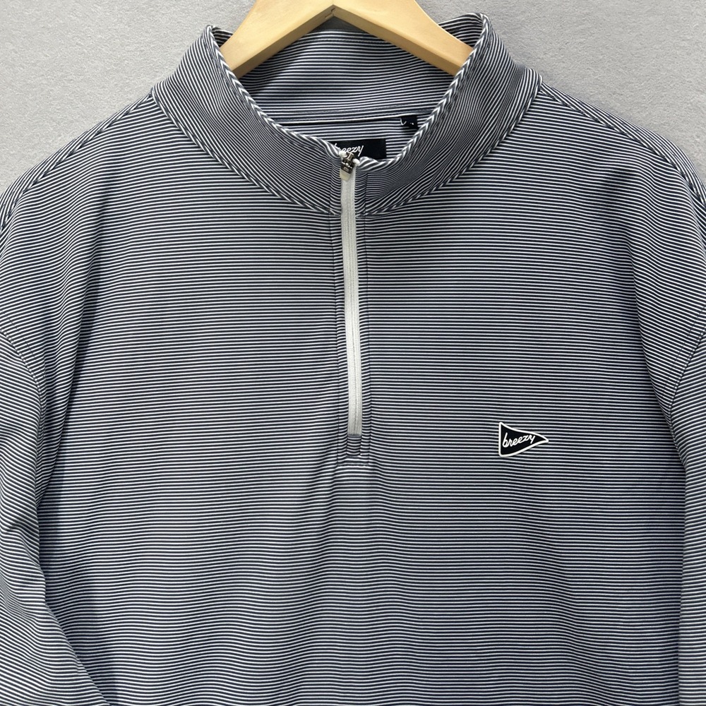 Breezy Gimme Golf 1/4 Zip Performance Pullover Gray Striped Men 3XL Sweatshirt
